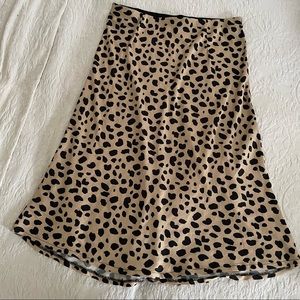 Leopard midi length satin skirt- M/L